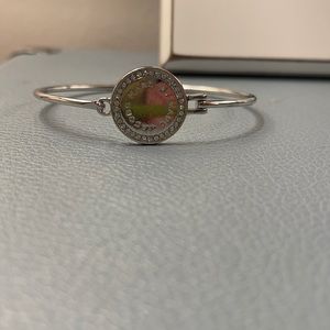 EUC Marc Jacobs Silver Pave Disc Logo Bracelet